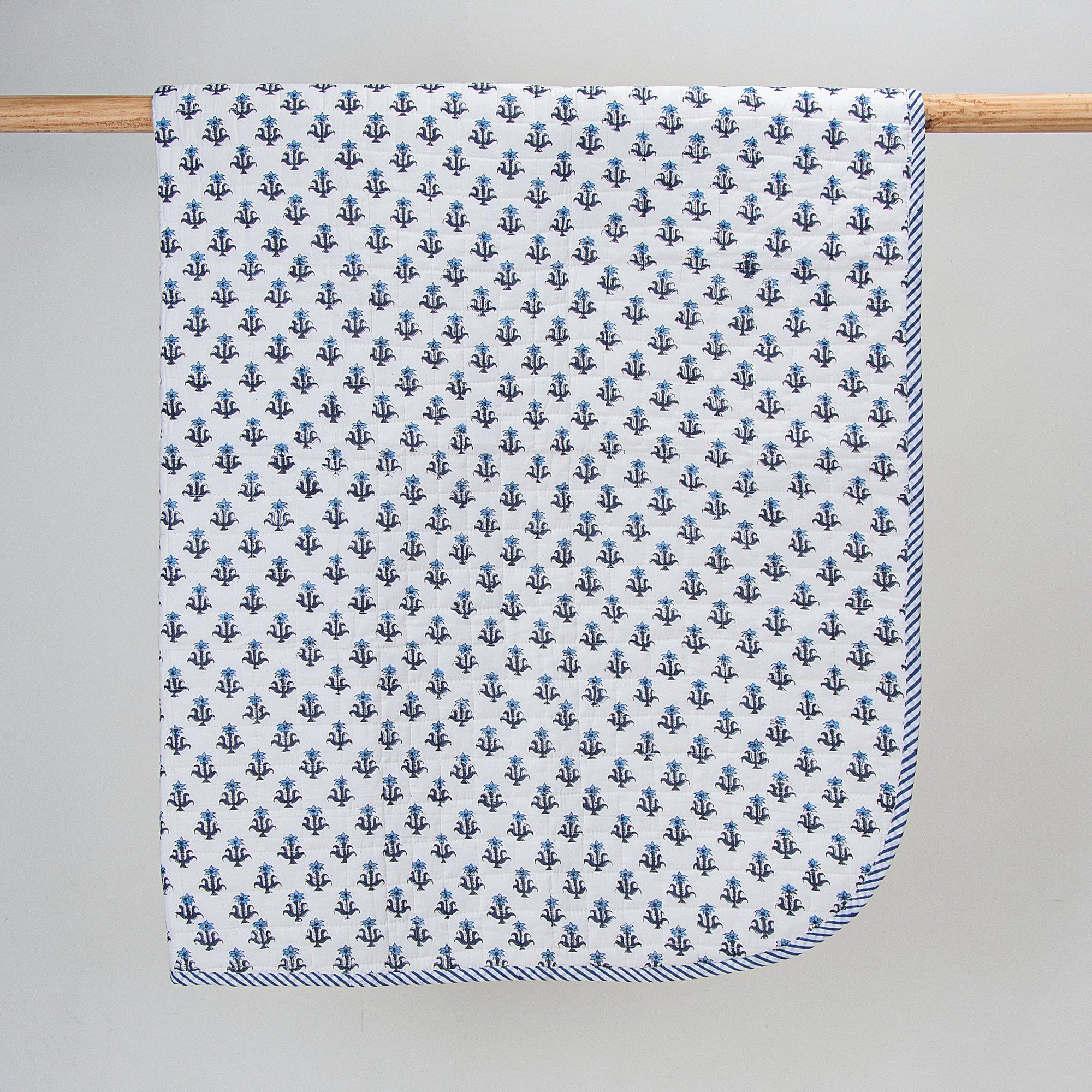 Blue Floral Hand Printed Soft Cotton Baby Blankets 113